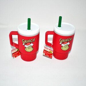 Set of 2 Infantino My 1st Tumbler 9 oz Training Cups & Handle Grinch Red NWT